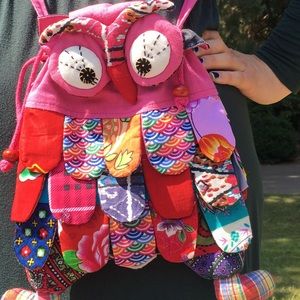 Patchwork owl purse pink owl